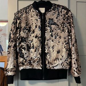 Sequin Bomber Jacket - Black & Gold